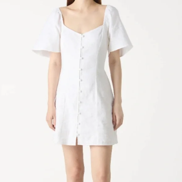 Abercrombie & Fitch Linen-Blend Button-Through Mini Dress LT - Picture 2 of 8